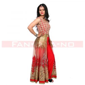 Red Western Gown with Front Open