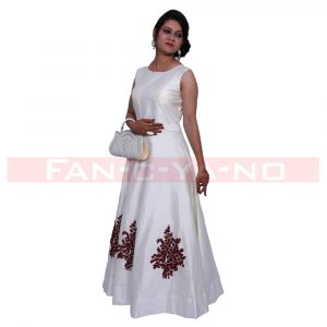 Pure White Western Gown with Light Embroidery