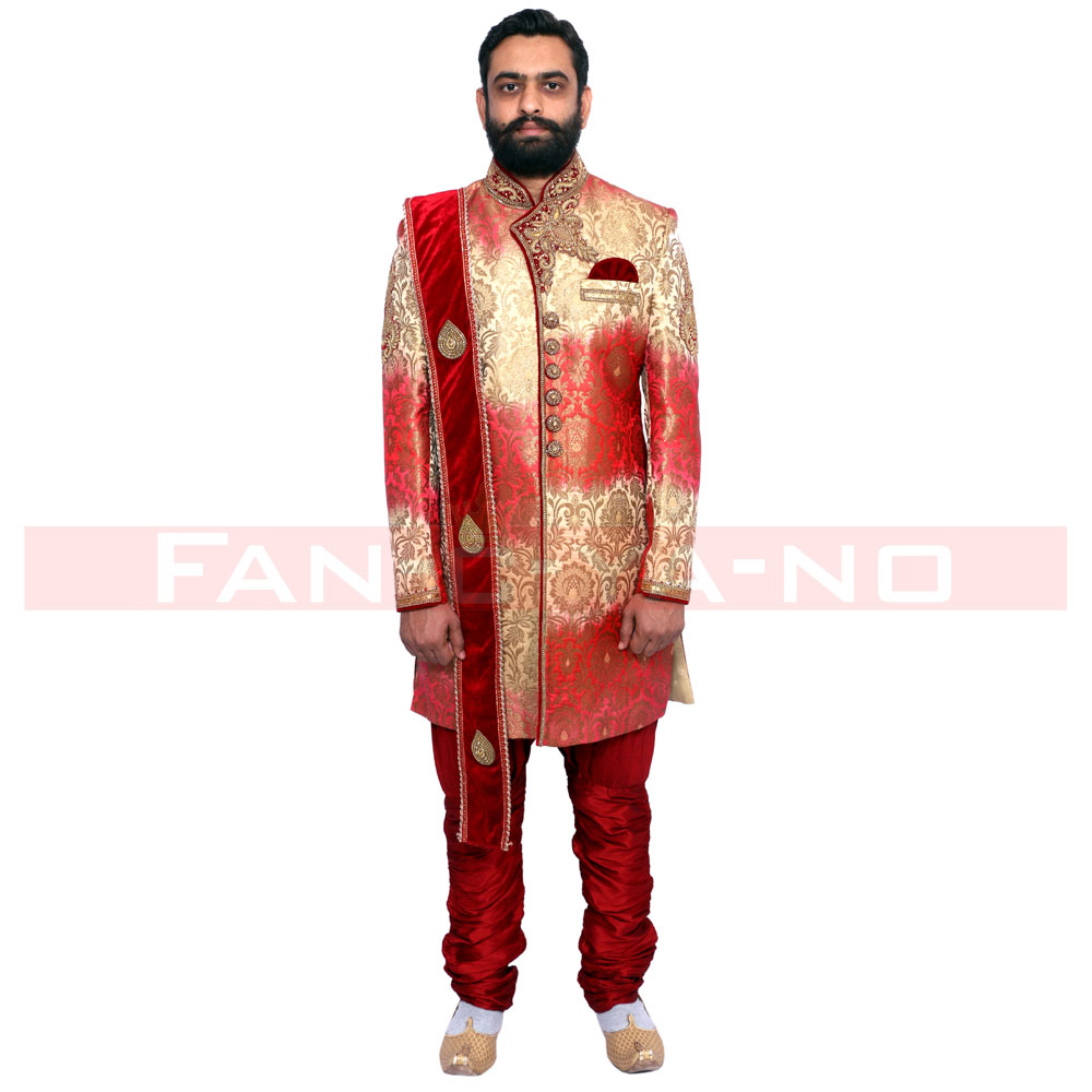 Golden Red Designer Indo Western