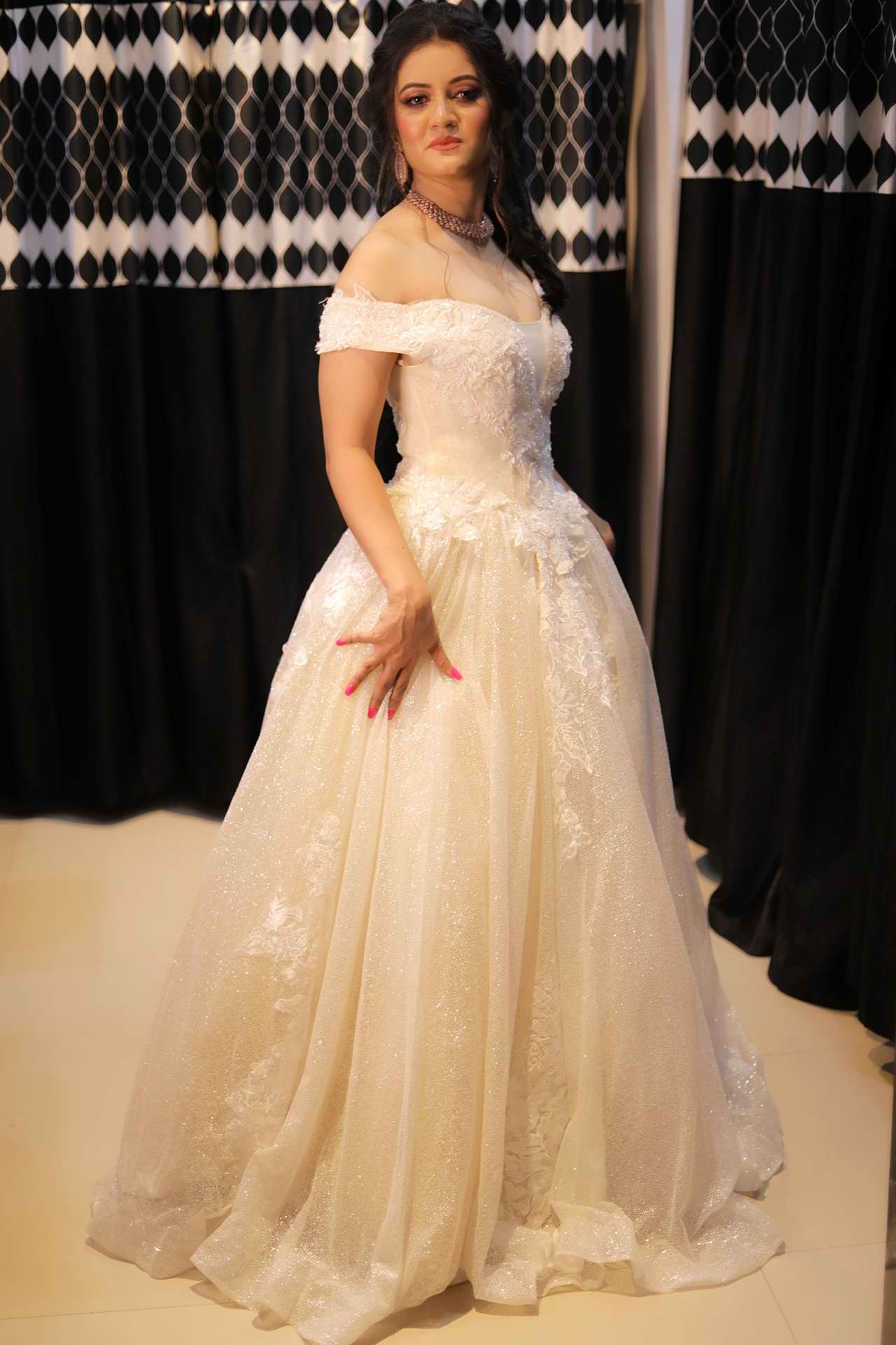 cream colored ball gown