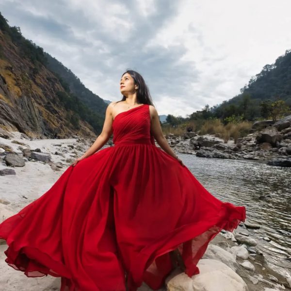 red trail gown